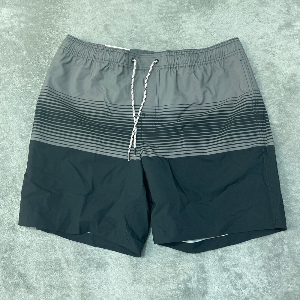 NWT Dockers Swim Shorts Men's XL Black Fabric Striped